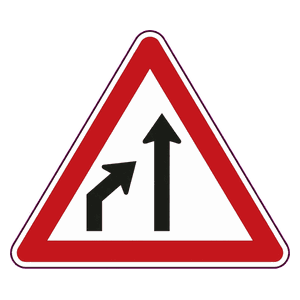 Left lane ends road sign