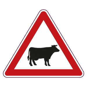 Farm animals road sign