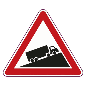 Steep hill up road sign