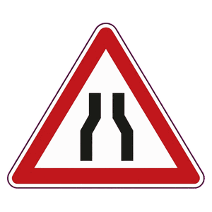Road narrows on both sides road sign