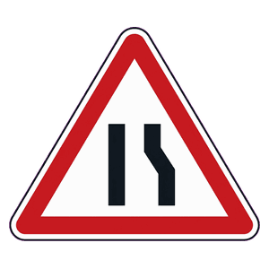 Road narrows from the right road sign