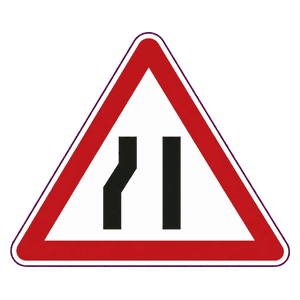 Road narrows from the left road sign