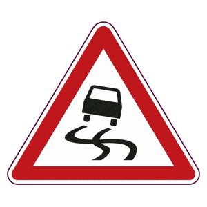 Slippery road road sign