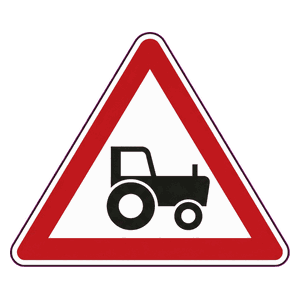 Agricultural vehicles road sign