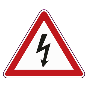Electric shock road sign